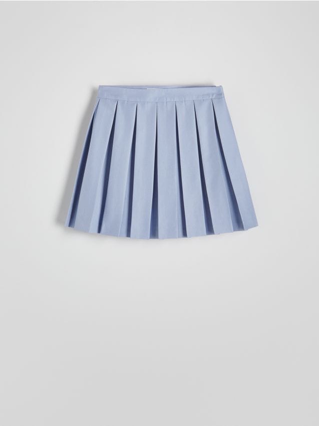 Reserved - Plisowana spódnica mini w sportowym stylu - jasnoniebieski