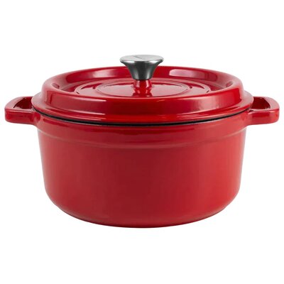 Retro Garnek Żeliwny Z Pokrywką 4,3L Vintage Cuisine - Czerwony