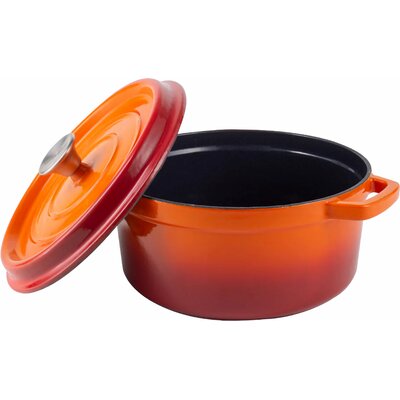 Retro Garnek Żeliwny Z Pokrywką 2,2L Vintage Cuisine - Pomarańczowy Ombre