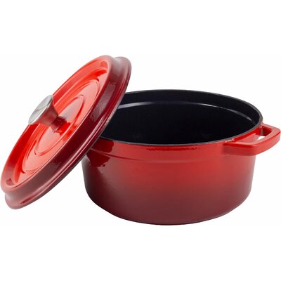 Retro Garnek Żeliwny Z Pokrywką 2,2L Vintage Cuisine - Czerwony Ombre