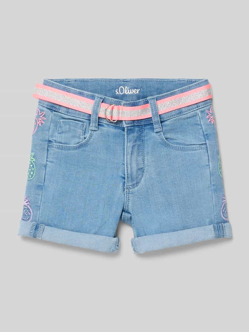 Szorty jeansowe o kroju regular fit z paskiem