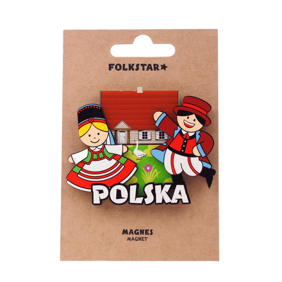 DREWNIANY MAGNES NA LODÓWKĘ FOLK - PARA KURPIOWSKA FOLKSTAR