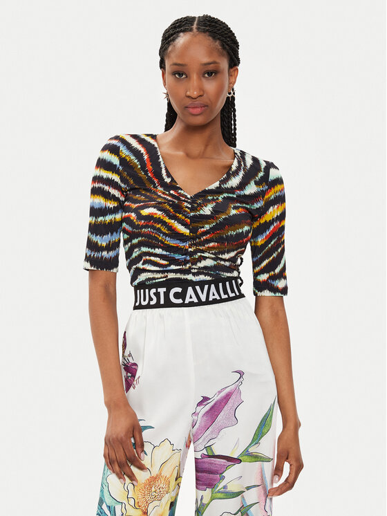 Just Cavalli T-Shirt 76PAH617 Kolorowy Slim Fit