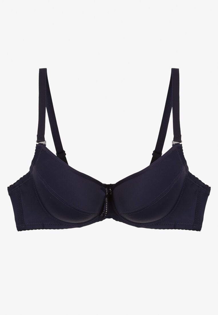 Granatowy Biustonosz z Odpinanymi Ramiączkami Full Cup Aristea