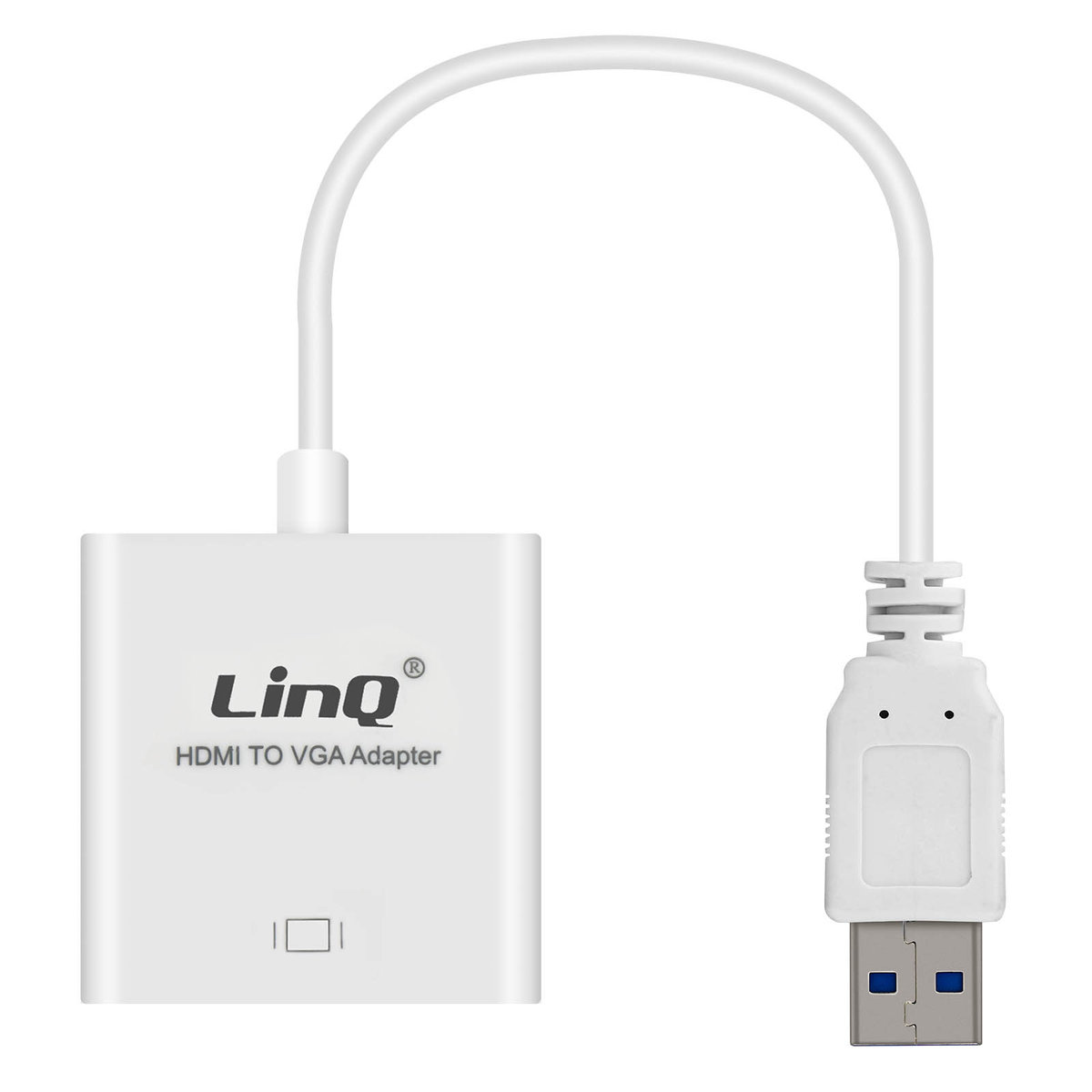 Kabel/adapter USB 3.0 meski na zenski VGA, firmy LinQ — bialy
