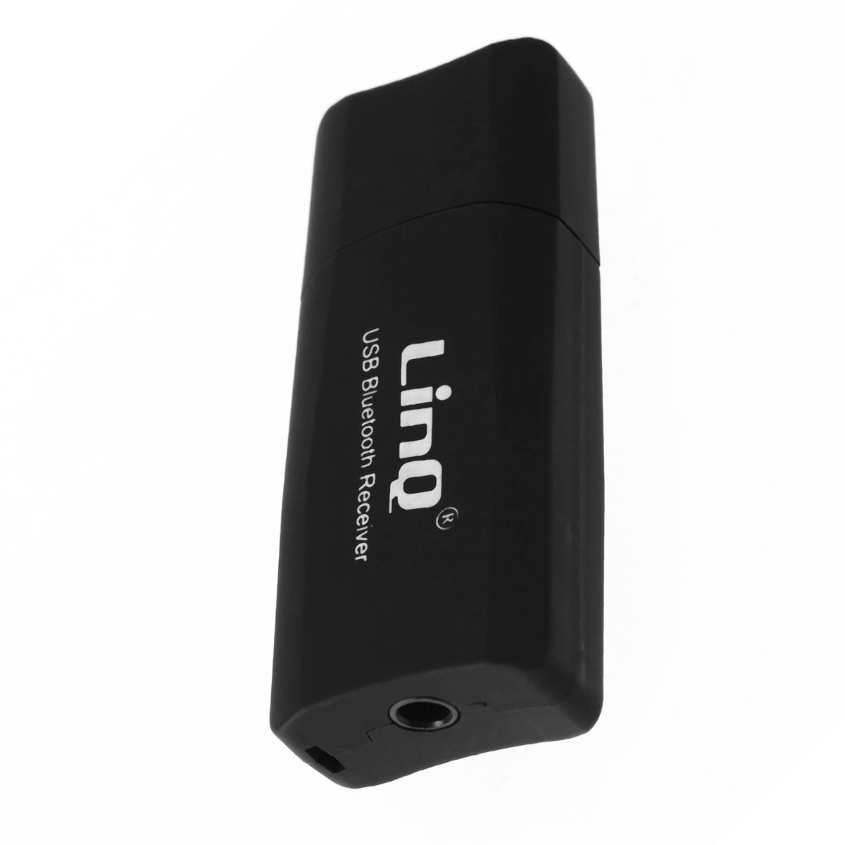 Adapter audio Bluetooth, bezprzewodowy odbiornik USB z wyjsciem kabla LinQ 3,5 mm Jack — czarny