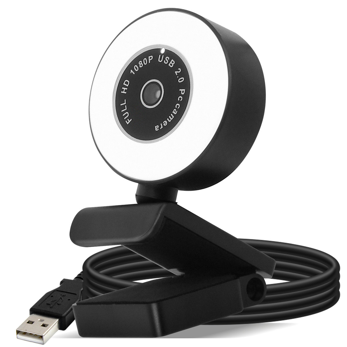 Kamera internetowa Ring Light 1080P Full HD i mikrofon, gniazdo USB - do Youtube, Streaming, Live, TikTok...