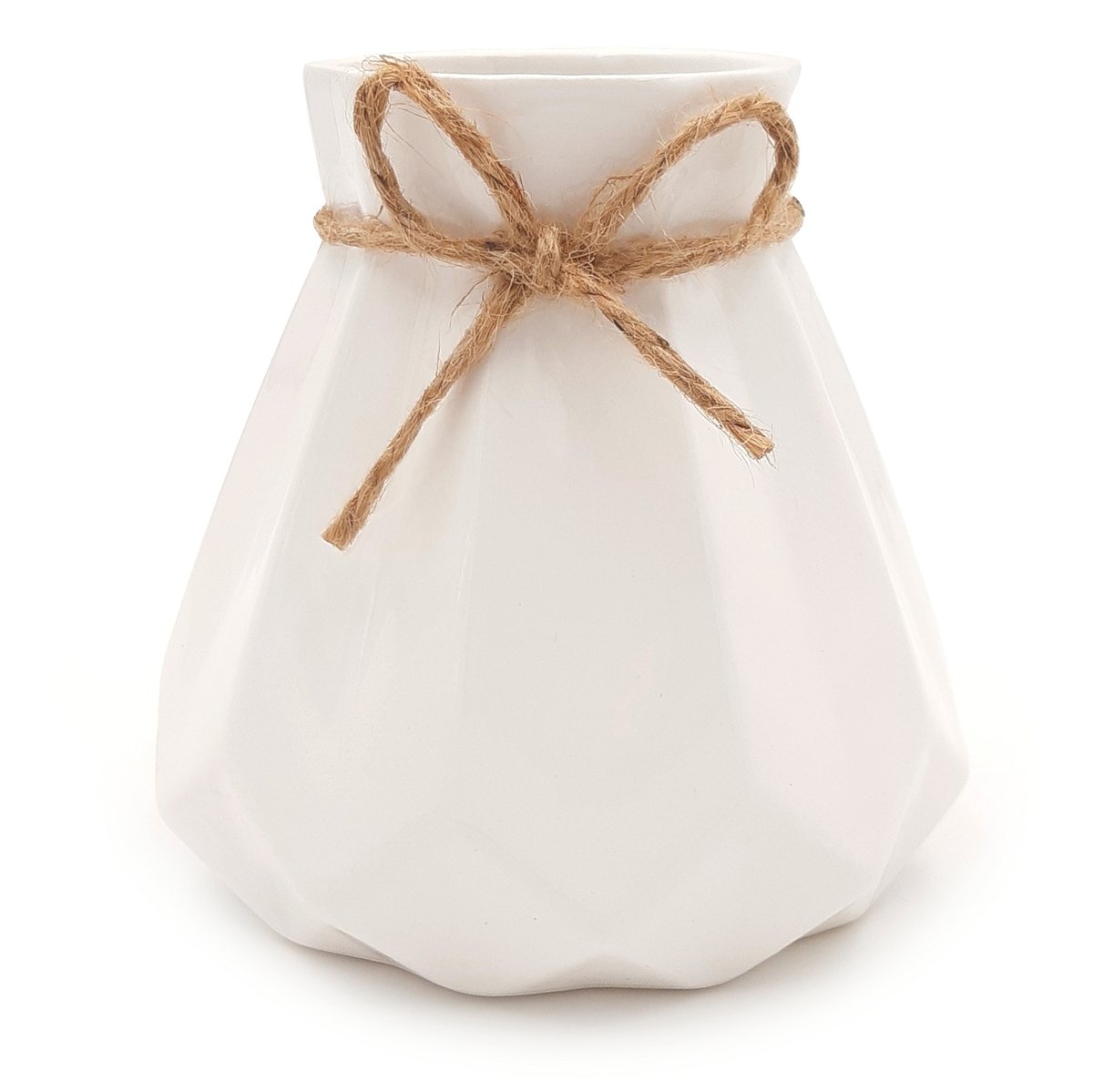 Wazon ceramiczny BIAŁY nowoczesny glamour 13 cm mały na kwiaty