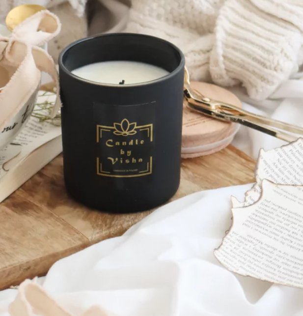 Czarna świeca rzepakowa - Caramel Coffee - Candle by Visha