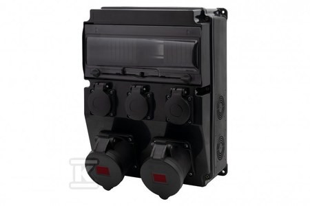 Rozdzielnica CAJA 12M SCENIC - gniazda proste 16A 5p, 32A 5p, 3x230V, 12 modułów, kolor czarny