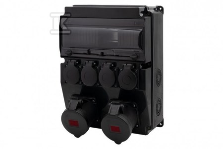 Rozdzielnica CAJA 12M SCENIC - gniazda proste 16A 5p, 32A 5p, 4x230V, 12 modułów, kolor czarny