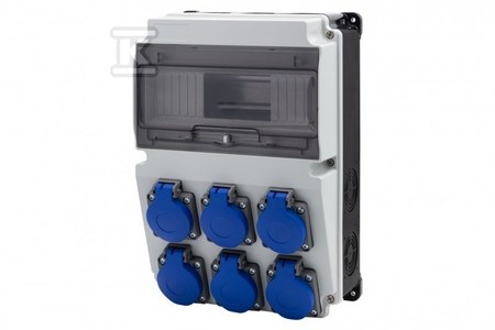 Rozdzielnica LAGO 10M BICOLOR - gniazda 6x230V, 10 modułów, kolor czarno biały