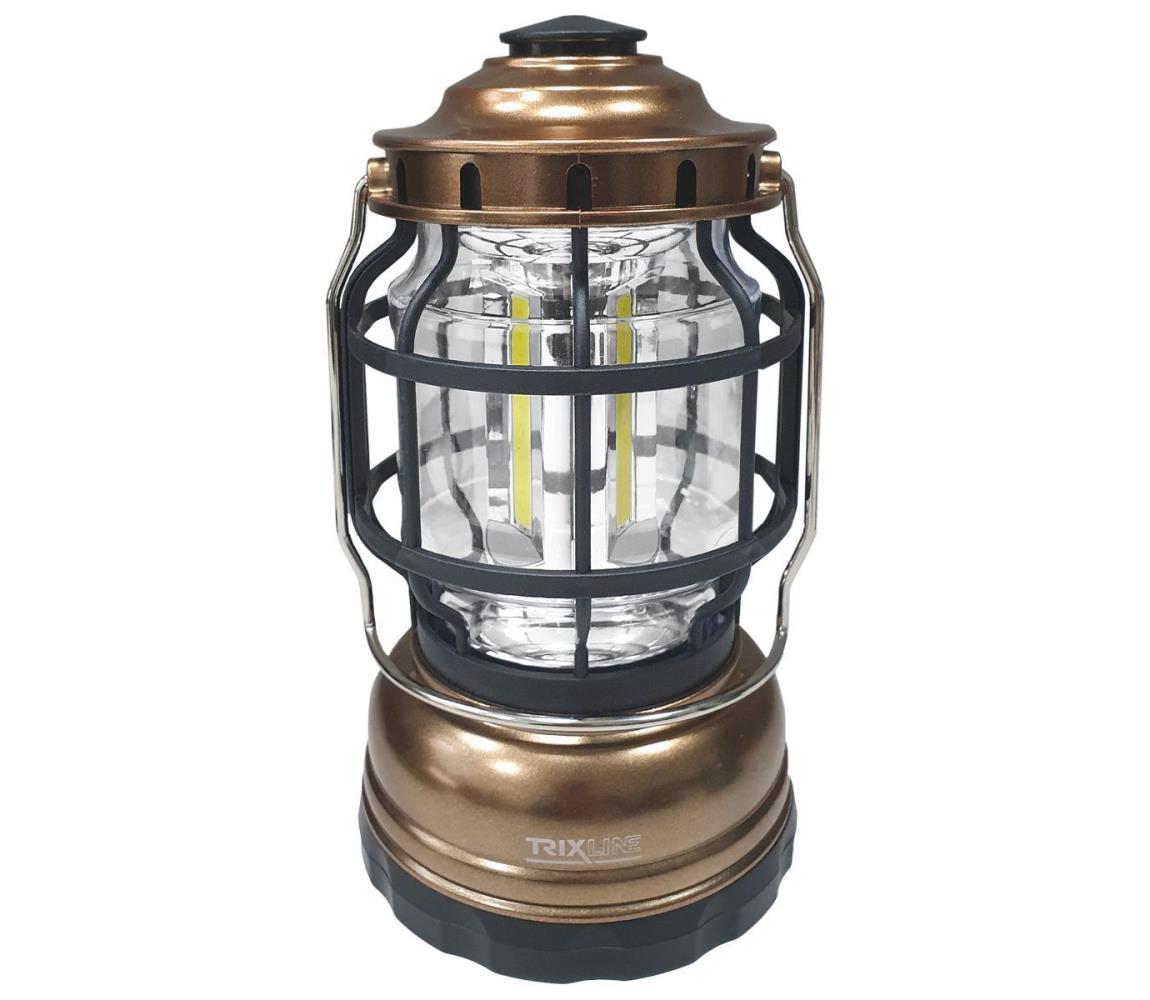 LED Ściemnialna przenośna lampa kempingowa 3xLED/3W/3xAA IPX4 złoty