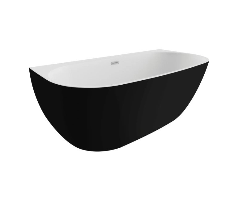 Wanna przyścienna Polimat Risa 160x80 cm owalna czarny mat 00479