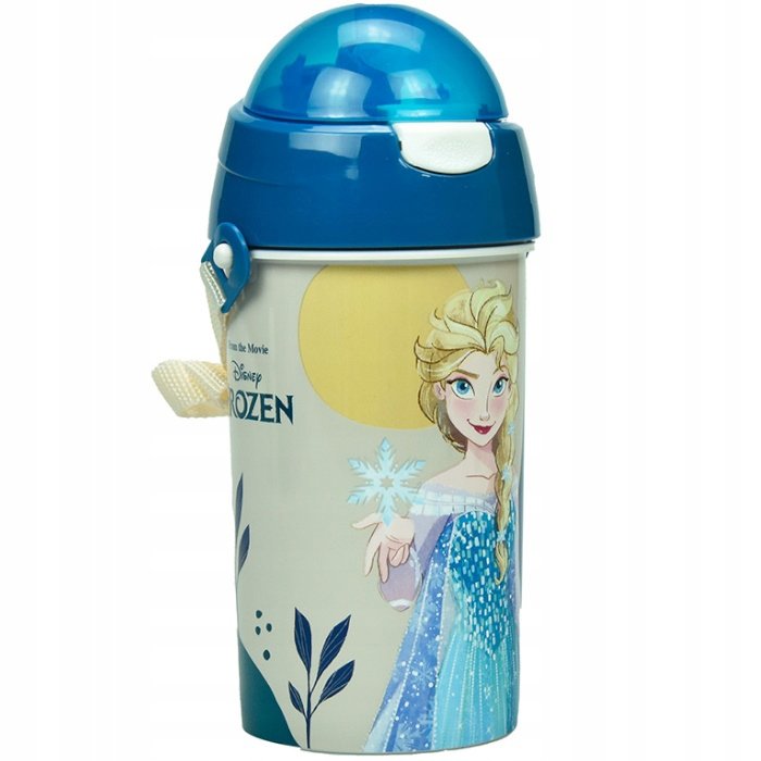 bidon kubek ze słomką z paskiem KRAINA LODU FROZEN pasek 500ML