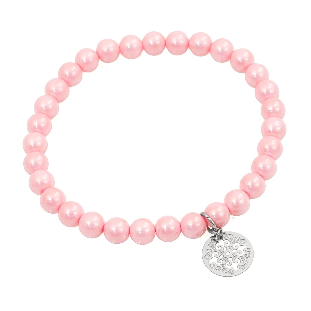 Bransoletka zawieszka rozeta stal szkło akrylowe ciepły róż / JG. Projekt