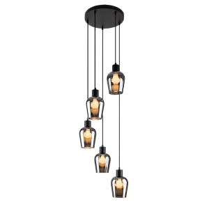 RABALUX 72272 Florian lampa wisząca matowa czarna E27 5x MAX 40W   IP20