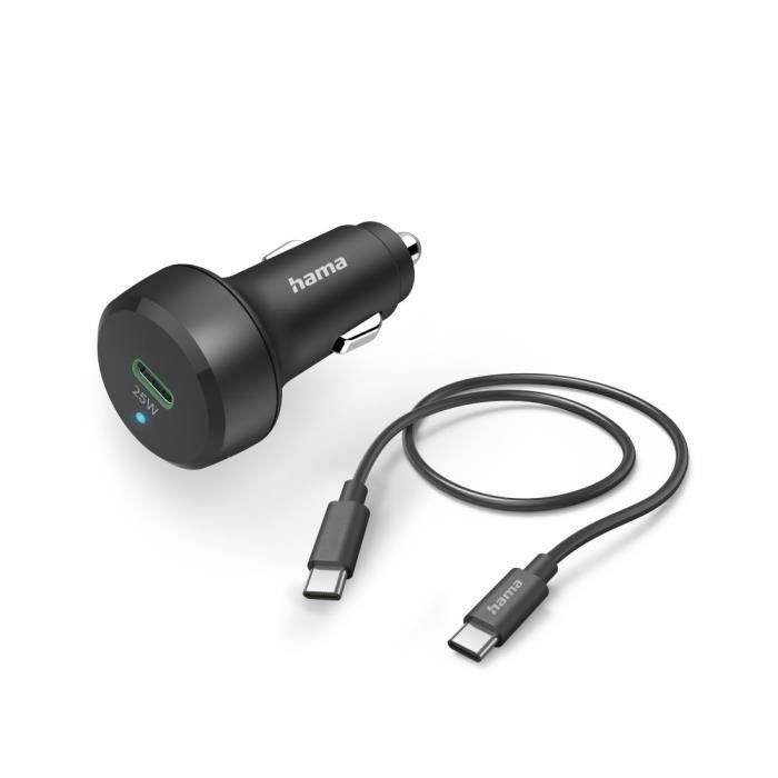 Zestaw do ładowania zapalniczki samochodowej USB-C, 25 W, czarny Czarny