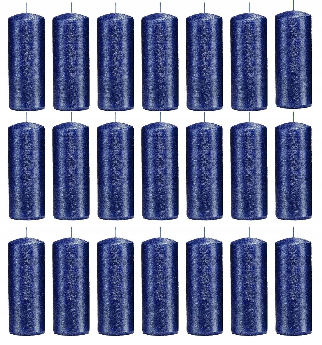 Świece ozdobne granatowe walec kokn 10/4 zestaw 21