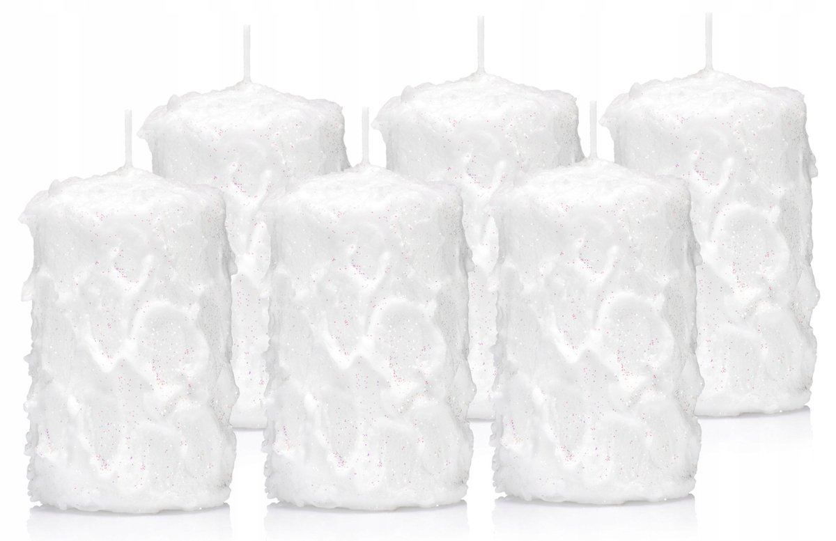 Świece białe 10/7cm śnieżynki świeczki białe 6 szt