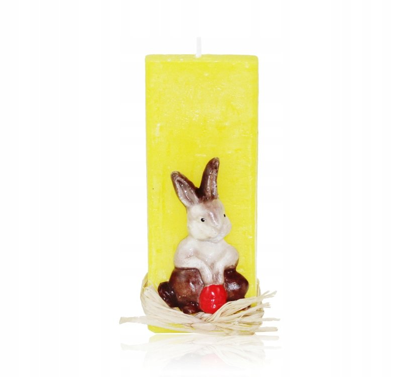 Świeca Wielkanocna świeczka ozdobna zajączek z czerwonym jajkiem