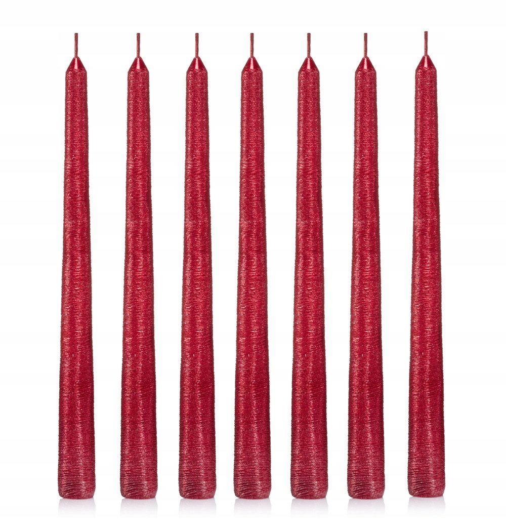 Świece stołowe stożek kokon 24 cm szt. 12 czerwone