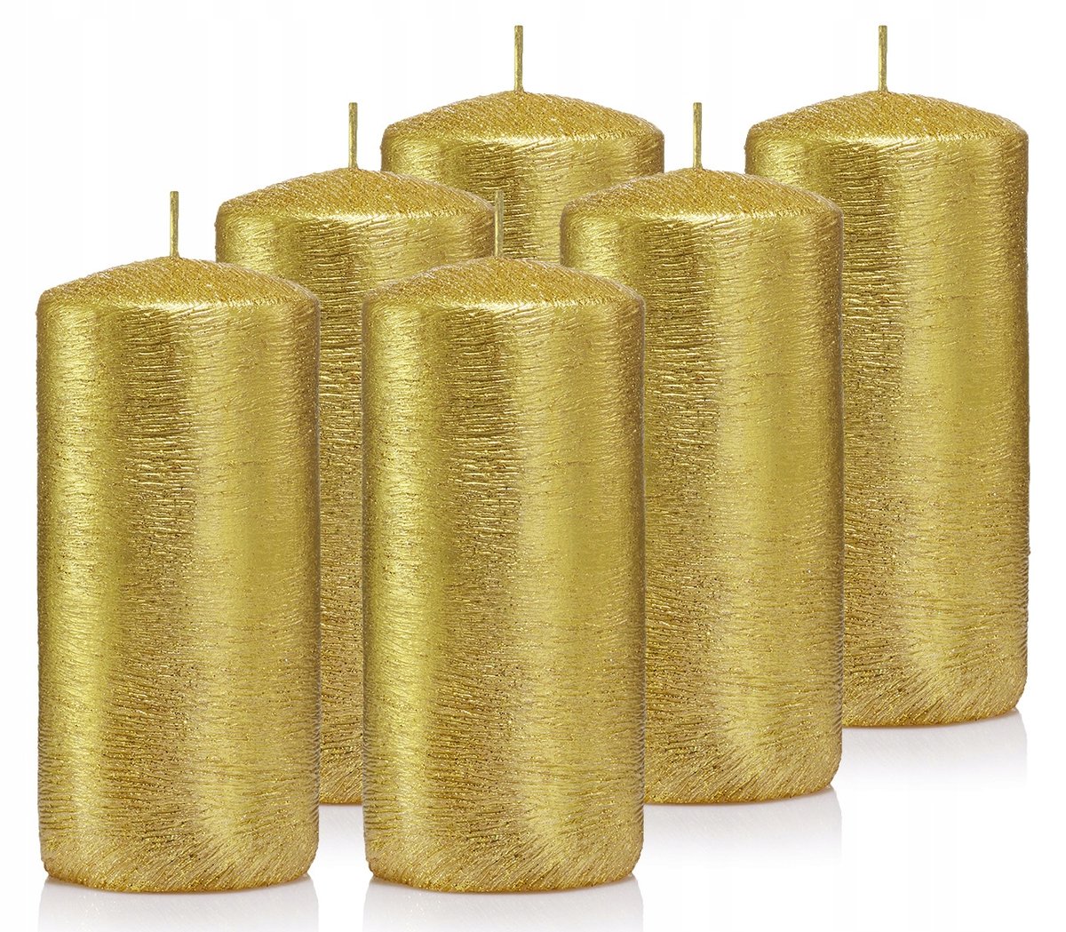 Świece ozdobne złote walec kokon 12/6 zestaw 6 szt