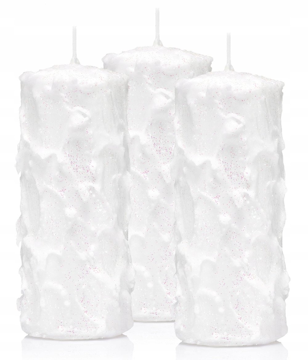 Świece białe 15/7cm śnieżynki świeczki białe 3 szt