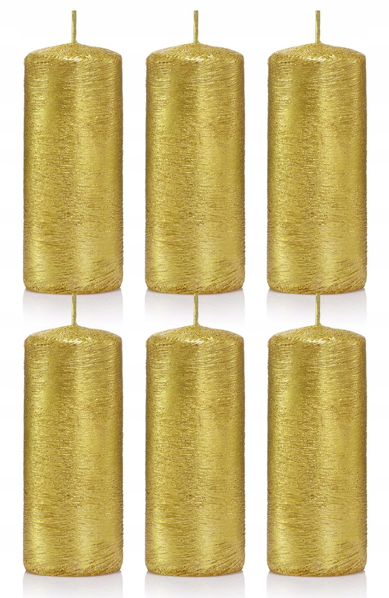 Świece ozdobne złote walec kokon 10/4 zestaw 6 szt