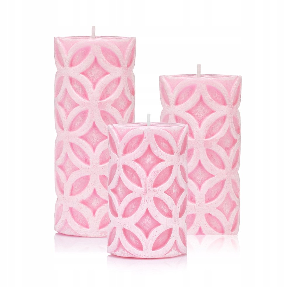 ŚWIECA DEKORACYJNA KOŁA- ZESTAW 3SZT. kolor RÓŻOWY