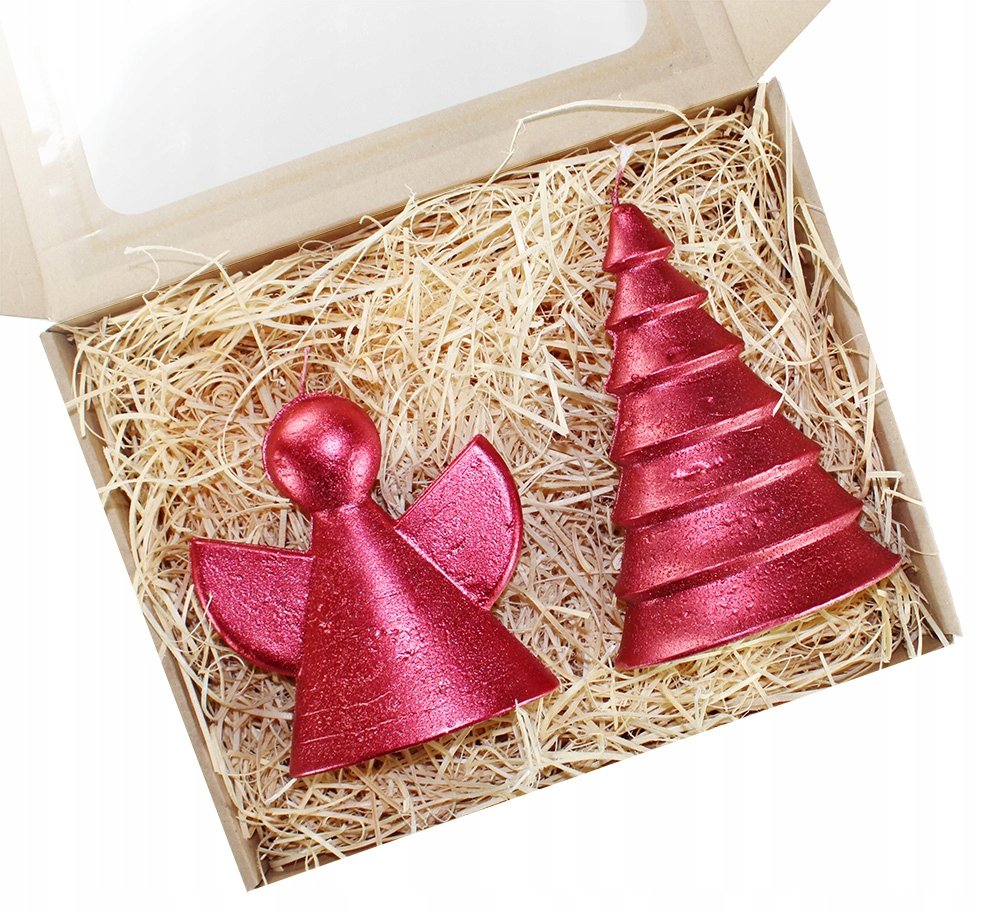 Świece świąteczne prezent choinka anioł art czerwo