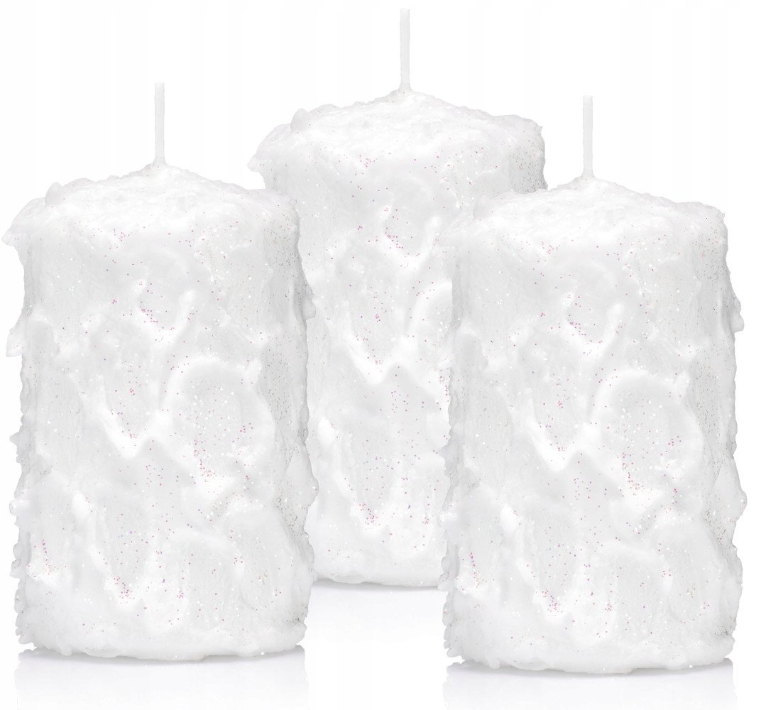 Świece białe 10/7cm śnieżynki świeczki białe 3 szt