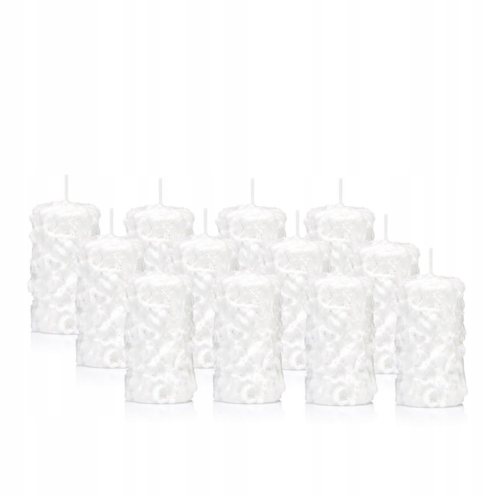 Świeca walec ŚNIEŻYNKA 8/5 cm kolor BIAŁY 12 szt