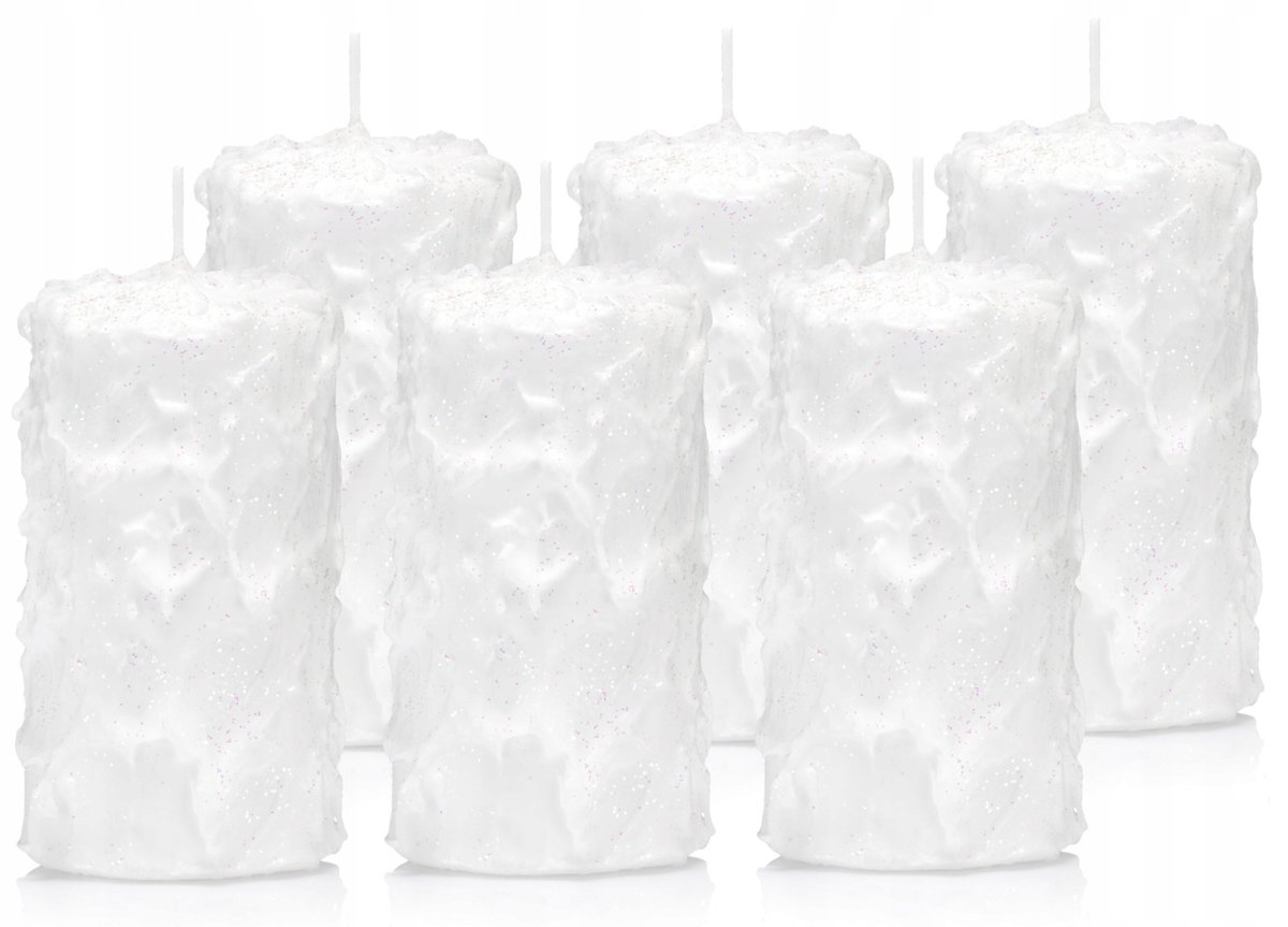 Świece białe 12/7cm śnieżynki świeczki białe 6 szt