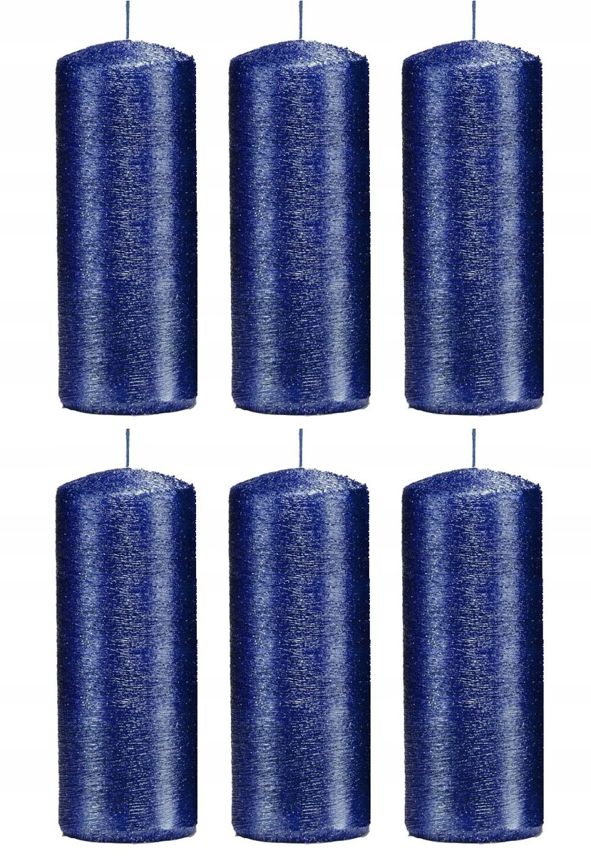Świece ozdobne granatowe walec kokon 10/4 zestaw 6