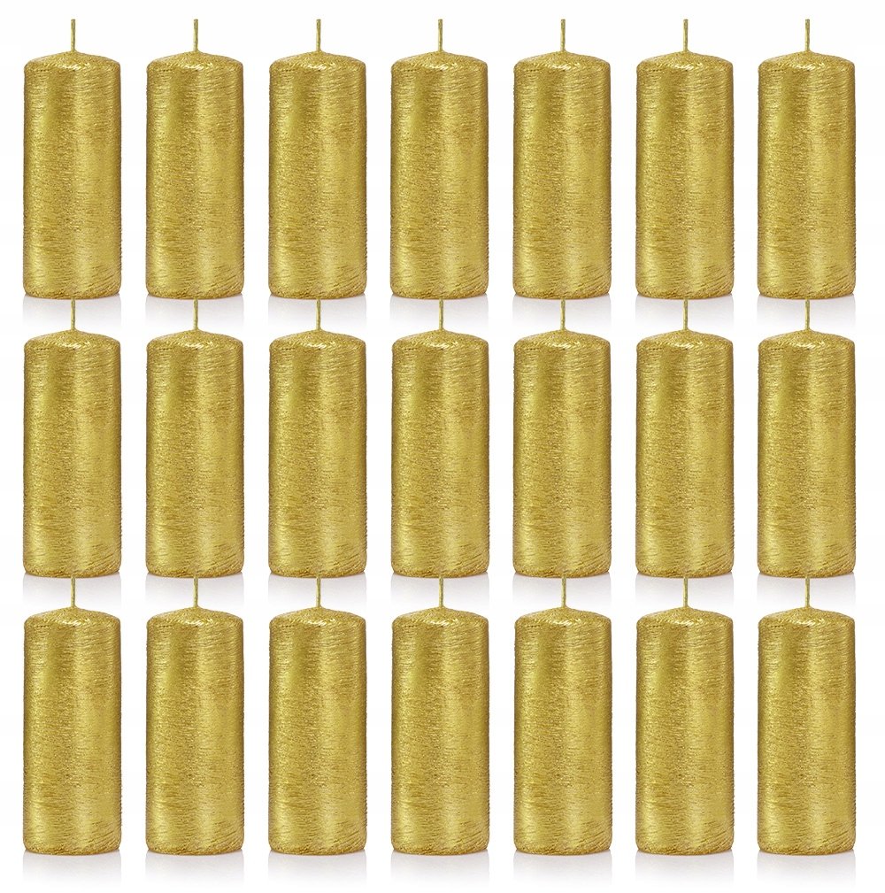 Świece ozdobne złote walec kokon 10/4 zestaw 21szt