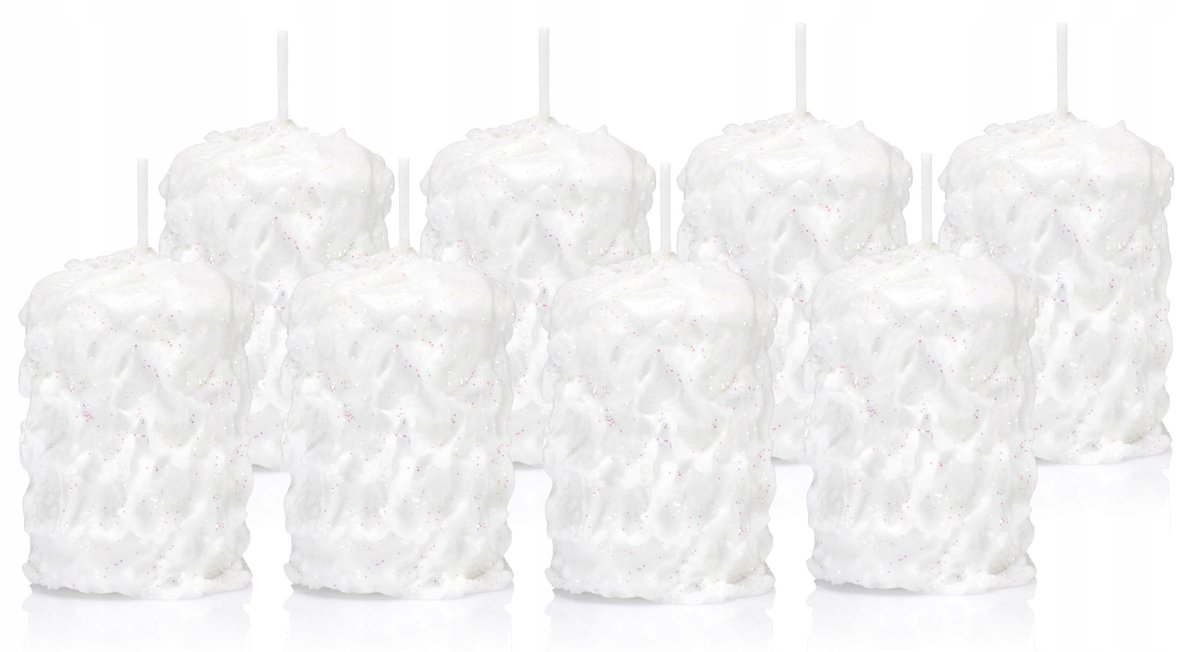 Świece białe 6/5 cm śnieżynki świeczki białe 8 szt