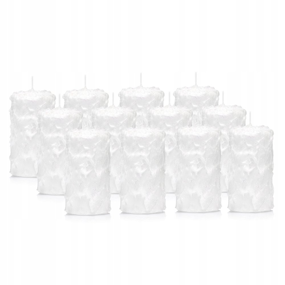 Świeca ozdobna ŚNIEŻYNKA walec 7/12 cm kpl 12 szt