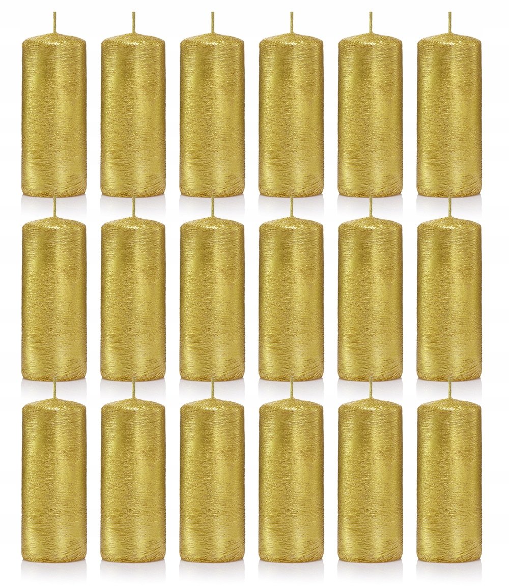 Świece ozdobne złote walec kokon 10/4 zestaw 18szt