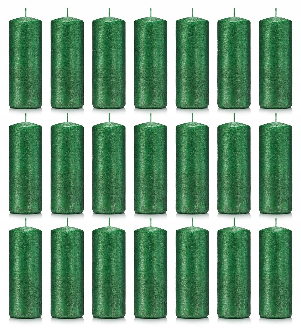 Świece ozdobne zielone walec kokon 10/4 zestaw 21
