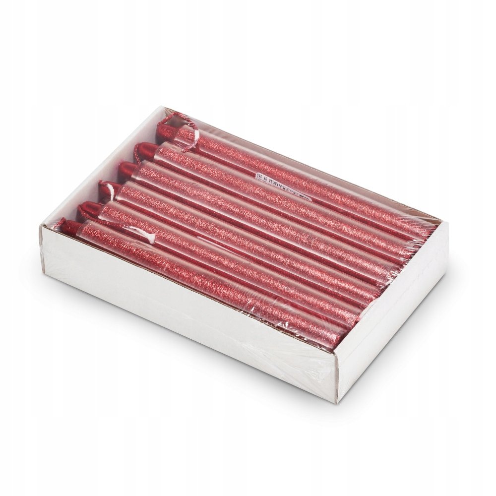 Świece stołowe domowe kokon kpl 12 szt czerwony