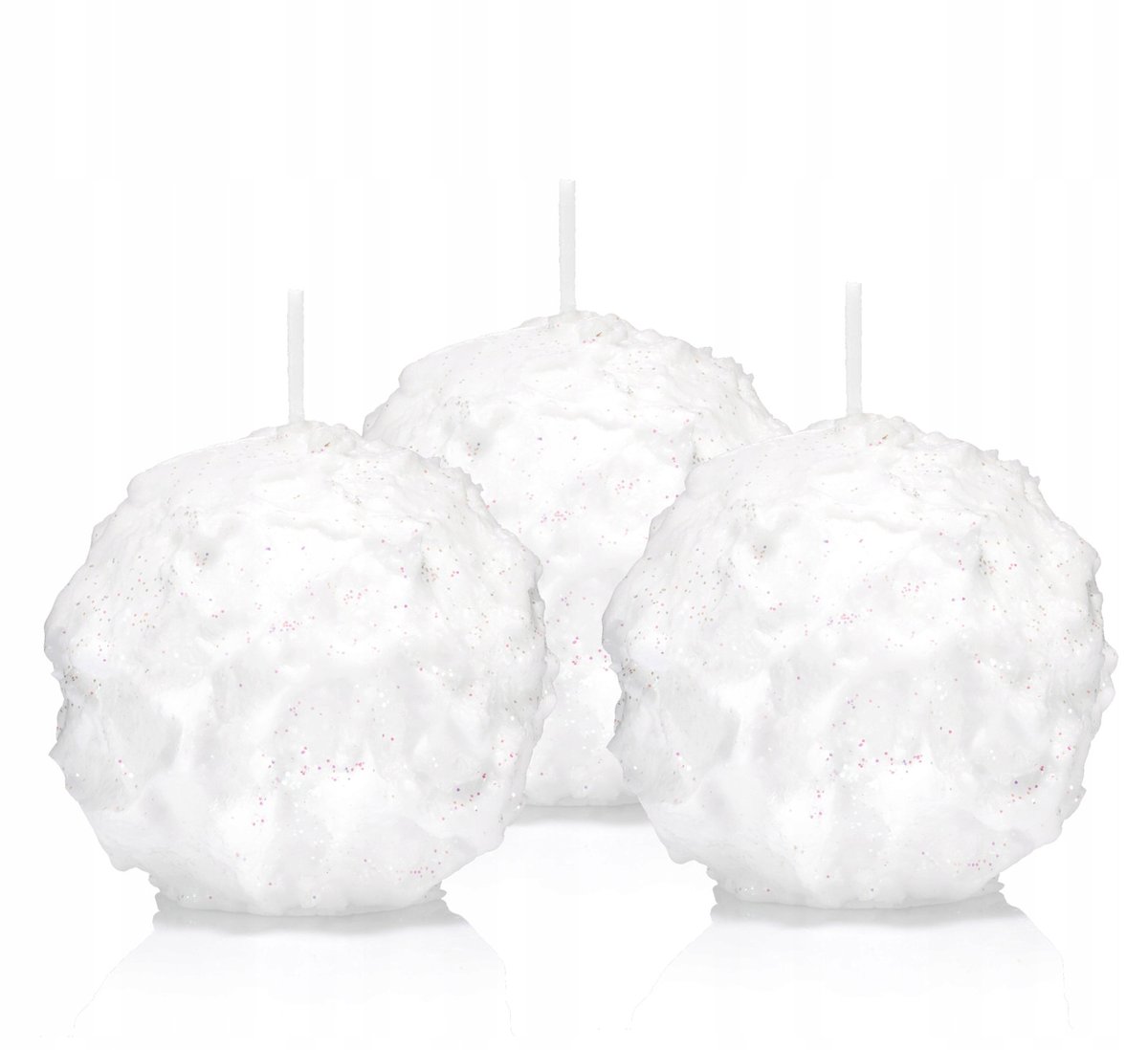 Świece kule ŚNIEŻYNKA 7cm świeczki kule 3szt BIAŁE