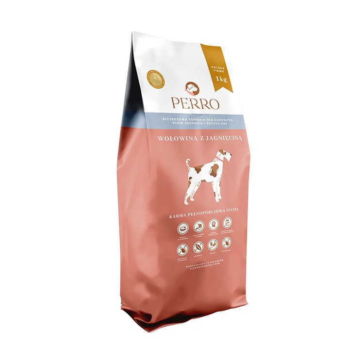 PERRO Karma sucha dla psa Wołowina z jagnięciną średnie duże rasy 1KG