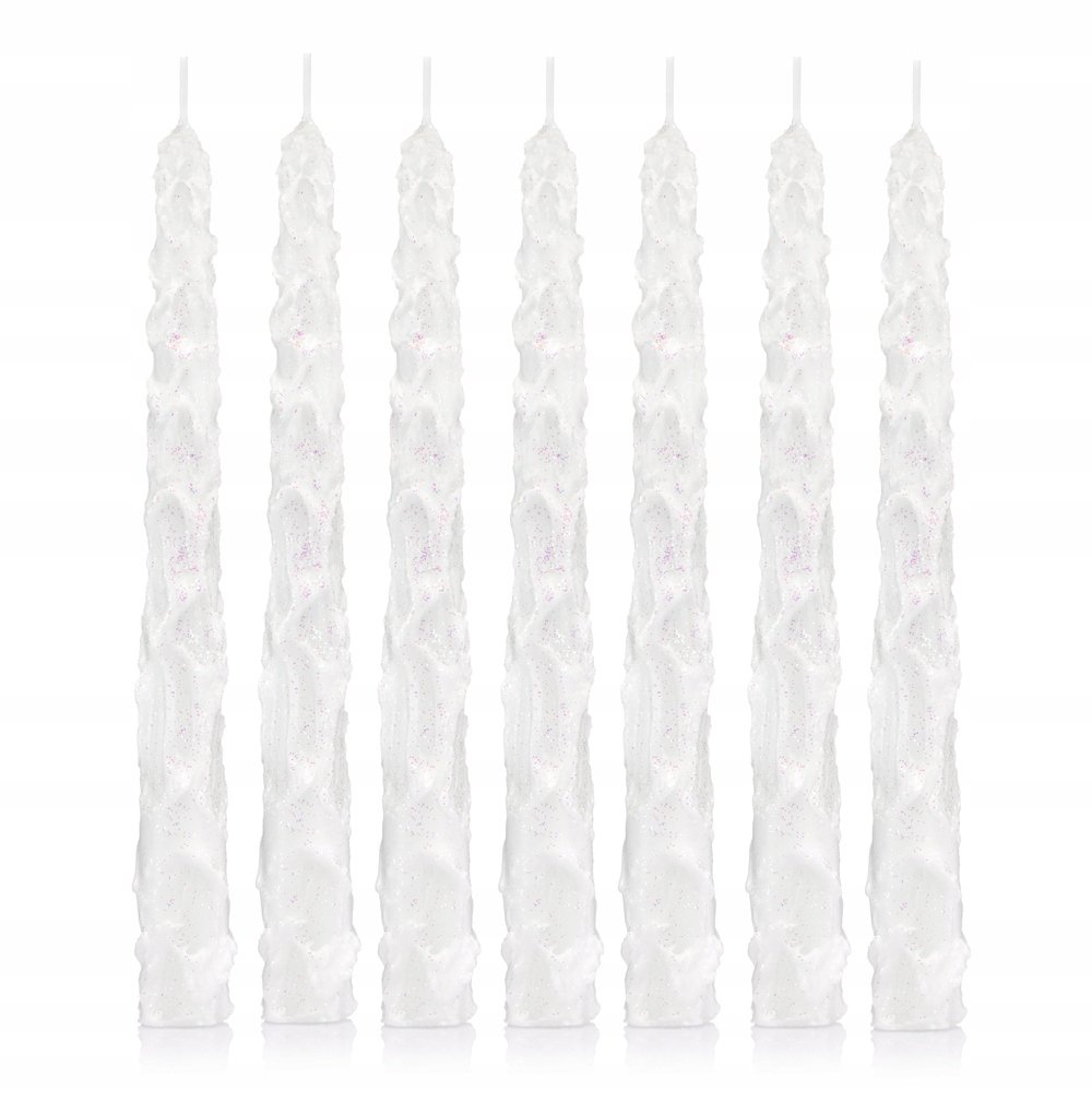 Świece stołowe stożkowe ŚNIEŻYNKA 24 cm kpl 14 szt