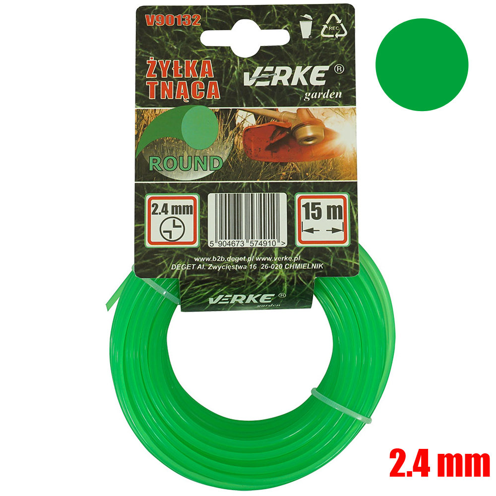 ŻYŁKA TNĄCA DO KOS I PODKASZAREK 2,4 MM 15 MB VERKE V90132 OKRĄGŁA