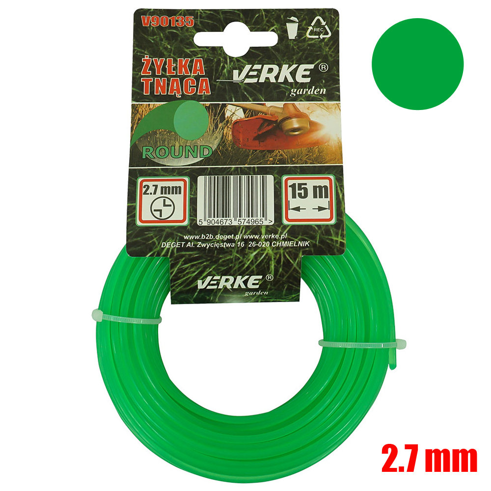 ŻYŁKA TNĄCA DO KOS I PODKASZAREK 2,7 MM 15 MB VERKE V90135 OKRĄGŁA