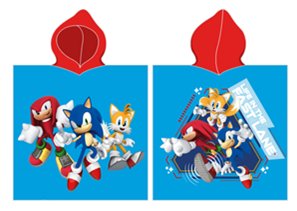 SONIC Ręcznik DZIECIĘCY z Kapturem PONCHO OKRYCIE KĄPIELOWE