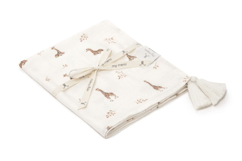 Memi Bambusowy otulacz 100x120 - giraffes