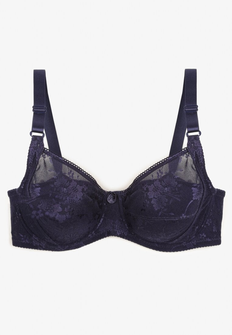 Granatowy Biustonosz Koronkowy Typu Full Cup Vikoni