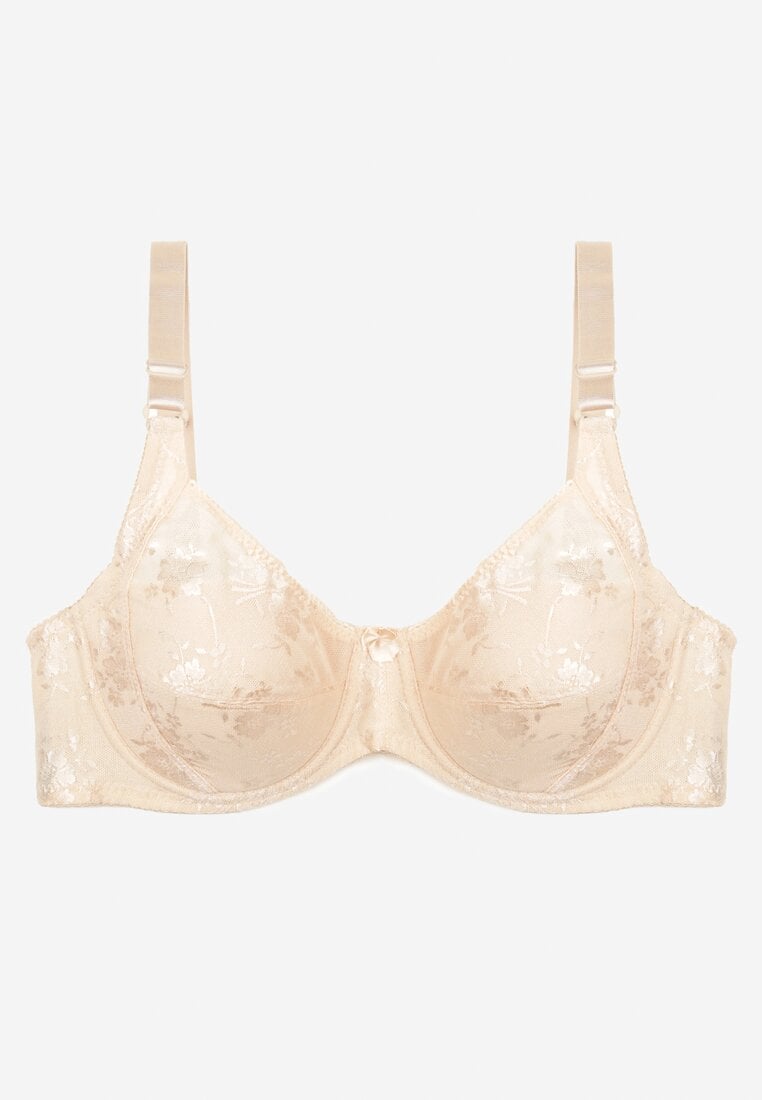 Jasnobeżowy Biustonosz Koronkowy Typu Full Cup Vikoni